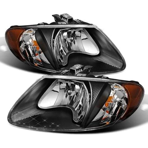 Sulinso For Black 2001-2007 Dodge Caravan Town & Country 01-03 Voyager Headlights Driver + Passenger Side