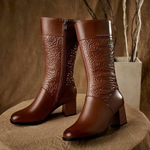 ZANPACE Warm Womens Boots Winter 2020 Plus Velvet Women Casual Style Shoes For Girl Leather Non Slip High Heeled Boots Women