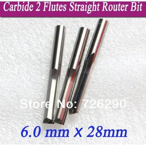 3pcs 6.0*28mm Solid Carbide 2 Flute Straight Router Bits CNC Tools Cutter Milling Cutters Cutting For Wood