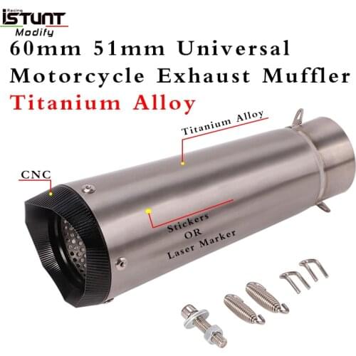 60mm 51mm Universal Motorcycle Exhaust Muffler Titanium alloy Exhaust Escape Motorbike Tail Tube For MT10 CBR1000 S1000RR Z900