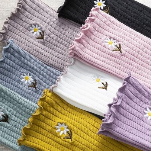 Sunflower frilly cute socks kawaii harajuku calcetines woman kobieta skarpety korean chaussettes mujer japanese style women sock
