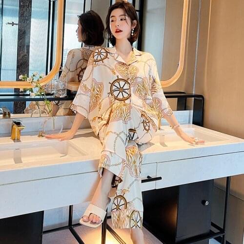 Youhottest Women Sleepwear Silk Pajamas Satin Long Sleeve Pajamas Sets