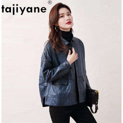 Tajiyane Women Real Sheepskin Jacket Lady Genuine Leather Coat Spring Autumn Short Coats for Women Lady Casaco Feminino HLY27