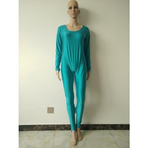 Womens lake green color Spandex Bodysuit Stirrup Costume for girl Gymnastic Unitard Outfit Spandex clothing