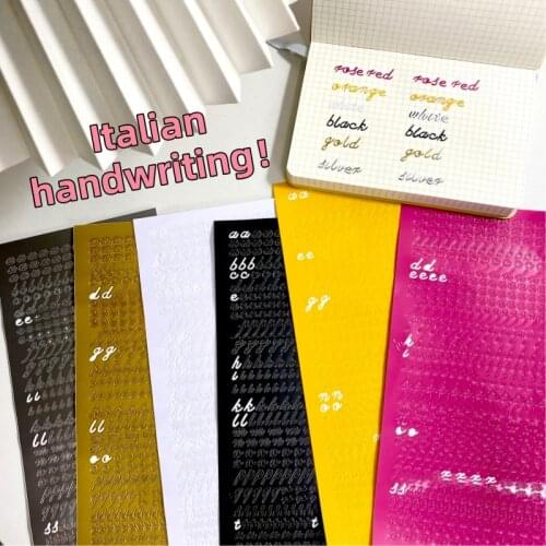 1sheet Ins Italian Handwritten Letters Hot Stamping Silver Stickers Decoration Photo Album Hand Account Scrapbook DIY School