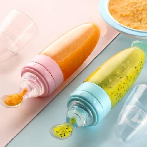 1 Pc Detachable Baby Spoon Bottle Feeder Silicone Infant Food Grade Dispensing Bottle Rice Paste Spoons Children Accessories