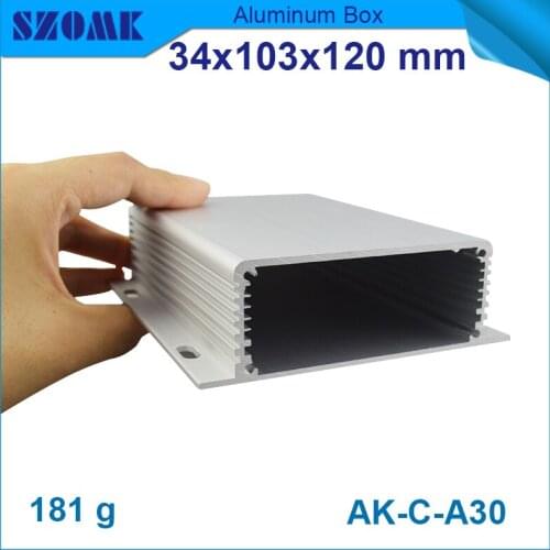 10 pcs/lot wall-mounting siver aluminium enclosure which is oxidized and sand blasted with fringe to dissipate heat for pcb