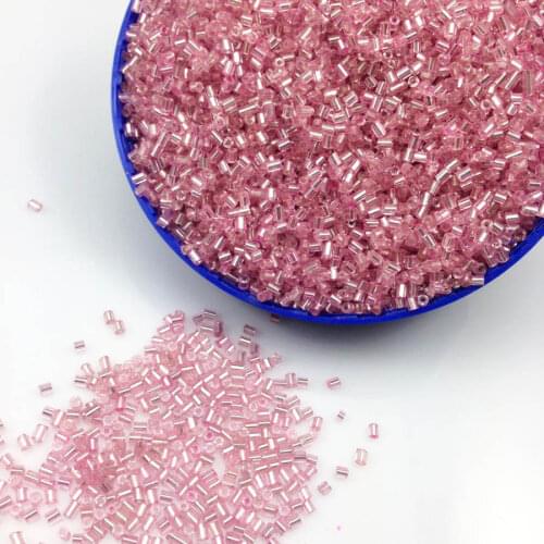 16g 1000pcs 2*3mm Pink Silver Lined Tube Loose Spacer Beads Cezch Glass Seed Beads Handmade Jewelry Making DIY Garment Bead