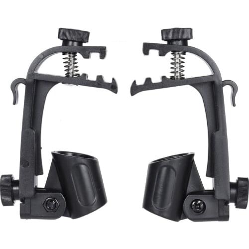 2pcs Clamp Clip On Drum Rim Microphone Mic Mount Holder Adjustable Shockproof