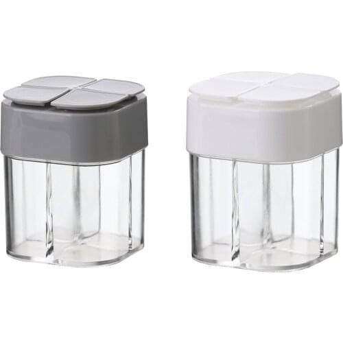 4-In-1 Clamshell Seasoning Jar Portable Outdoor Barbecue Seasoning Jar 4-Division Grid Non-Flavoring Transparent Seasoning Box