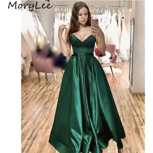 Evening Dresses Sweetheart Sleeveless Floor Length Sweep Train Lace Up Back Satin Evening Dresses vestidos de fiesta de noche