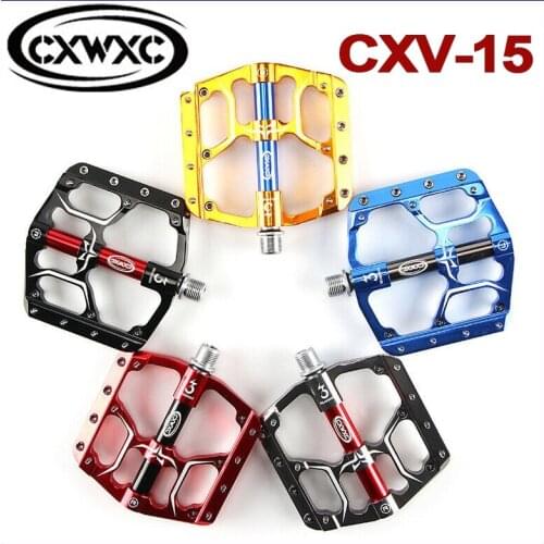 CXWXC CXV-15 Road Bike Bicycle Flat Pedal 3 Sealed Bearings Pedal Aluminum Alloy CNC Machined Wide Platform