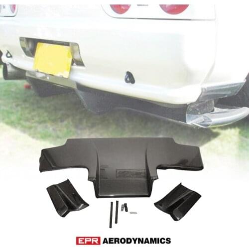 For Nissan Skyline R32 GTR GTS TS Style Carbon Fiber Black Glossy Finished Rear Diffuser w/ Metal Fitting Accessories (3pcs)