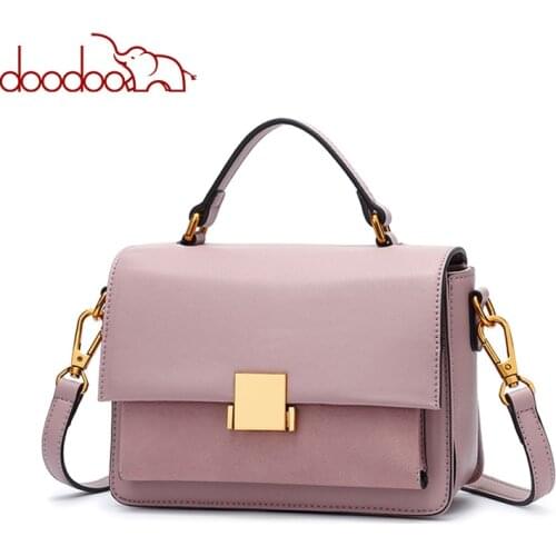 DOODOO Brand Women Handbag Female Shoulder Crossbody Bags Ladies Pu Leather Top-handle Messenger Bags Solid Color Fashion Tote
