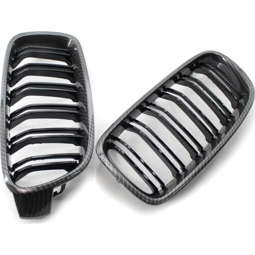 Carbon Fiber Double Slats Front Kidney Grille Grill For BMW 3 Series F30 F31 F35 320i 325i 328i 330i 2012-2018 Car Accessories