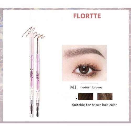 Flortte Mood Institute Fune Series Browpencil Double-head Superfine Eyebrow Enhancer Long-lasting Smudge-proof Women Eye Makeup