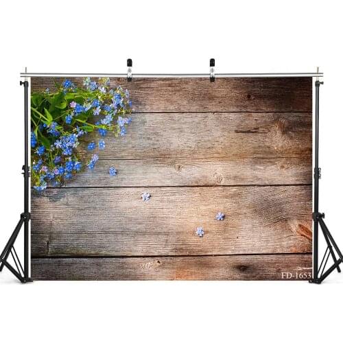Blue Flower Petal Wooden Board Photography background Props For Baby Shower Newborn Party Food Cake Backdrops Photo Studio Decor
