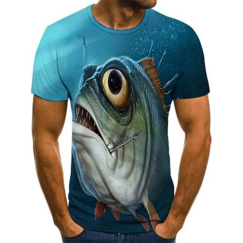 New summer 3D printed fish pattern men and women casual T-shirt Fashion trend youth cool mens t-shirt Hip hop short sleeve