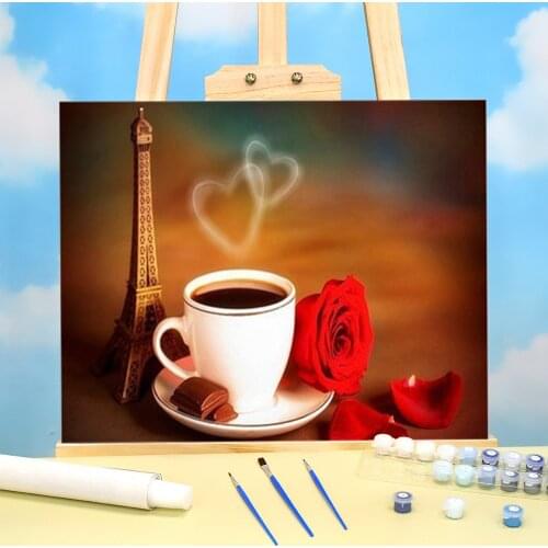 Coffee Cup DIY Painting By Numbers Kit Acrylic Paints 40*50 Canvas Pictures Home Decoration For Adults Wall Handicraft