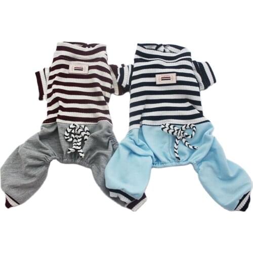 New Pet Dog Striped Jumpsuit Rompers Cat Puppy Shirt Pants Spring/Summer Clothes 5 Sizes