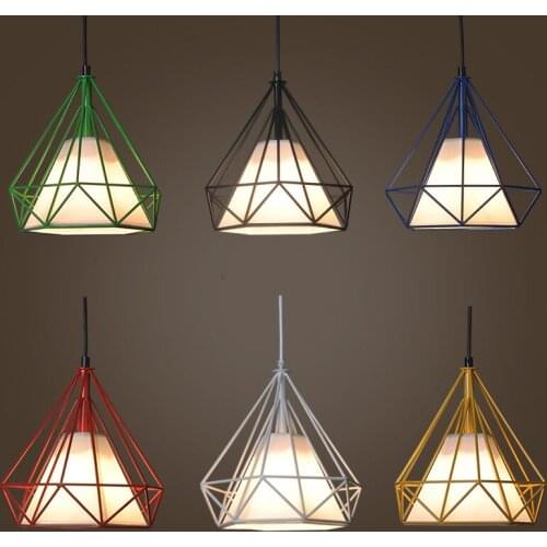 Marmenkina Loft bar restaurant Pendant Lamp creative retro industrial iron dining hanging color diamond pendant light