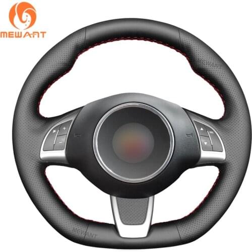 MEWANT Black Artificial Leather Car Steering Wheel Cover for Abarth 500 500C 595 595C 2009-2016 Fiat 500 GQ/S 500C S Linea