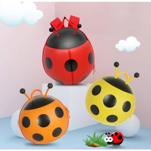 Cute Ladybird Kids Toddler Backpack with Safety Leash 3D Cartoon Ladybug Children School Bags Anti-lost Backpack for Boys Girls
