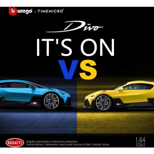 TimeMicro x Bburago 1:64 Bugatti DIVO Yellow/Light Blue Diecast Model Car