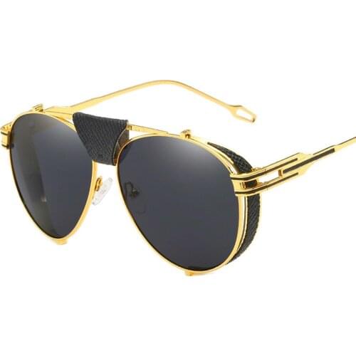 Steampunk Sunglasses Men Pilot Sun Glasses Vintage Punk Male Glasses Frame Retro Oculos De Sol for Party Motor UV400 66350J