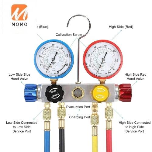 Manifold Gauge Set for Freon Charging and Vacuum Pump Evacuation