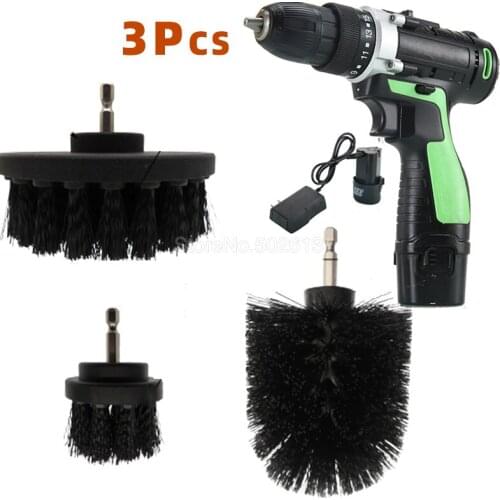 3PCS Drill Brush Attachment Set For Cleaning Leather And Upholstery Sofa Wooden Furniture Car Bathroom Auto Wheel Power