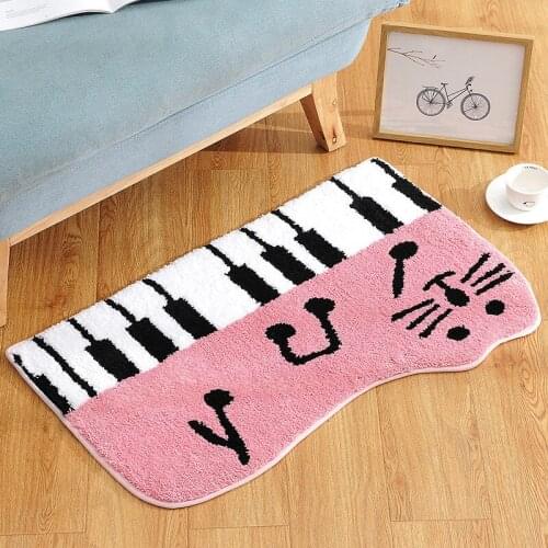 2020 New Piano Cat Microfiber Bath Mat Non Slip Bathroom Doormat Soft and Absorption Room Floor Rugs and Carpets Machine Wash