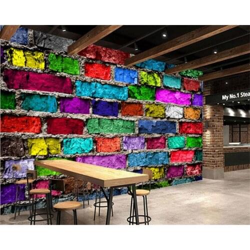 Beibehang Custom large wallpaper retro nostalgic color brick wall bar KTV papel mural background photo wall mural wallpaper