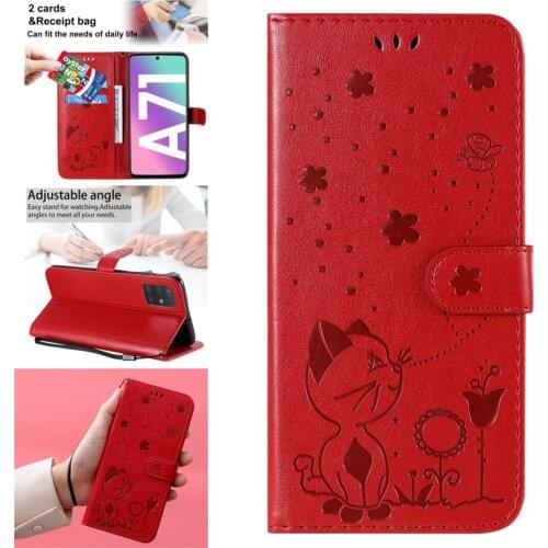 Lovely PU Leather Wallet Flip Phone Case For Samsung A71 5G Cover Leaves Cases Galaxy cellular 4G A81 A91 A41 A51 A31 Positivo