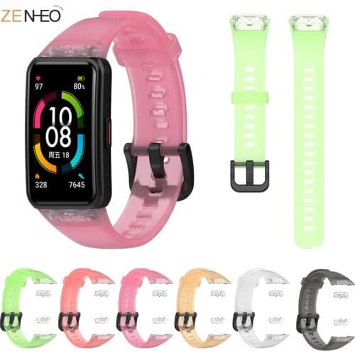 For Huawei Honor Band6 Transparent Soft Silicone TPU Sport Straps For Huawei Band 6 Smart Wristband Replacement Strap correa