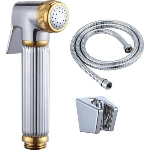 Toilet Hand Held BRASS Bidet Shattaf Cloth Diaper Sprayer with shower Hose and Bracket Holder, Chrome 02-001