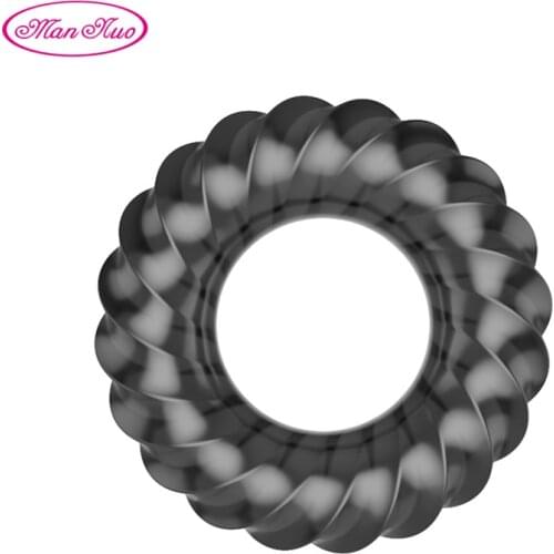 Man Nuo Silicone Penis Ring Condoms Cock Ring Enlargement for Men Extender Time Delay Penis Sleeve Sex Toys for Men Condones