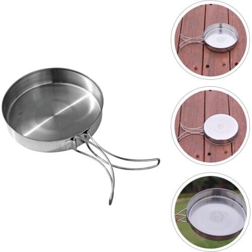 Non-stick Frying Pan Stainless Steel Outdoor Camping Pot Foldable Frying Pan