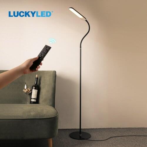 LUCKYLED Minimalist Led Corner Floor Lamp Dimmable with Remote Control for Living Room Bedroom Modern Design Standing Lamp