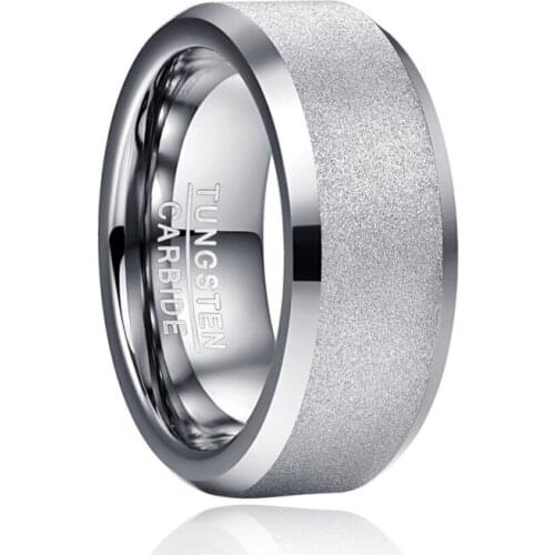 Comfort Fit 8mm Men Women Tungsten Carbide Ring Sandblasted Anel Masculino Accessories Gift