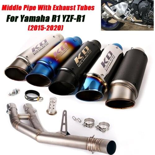 Motorcycle Exhaust System Lossless Installation Slip on For Yamaha R1 YZF-R1 2015-2020 Mid Tube With Tail Vent Muffler Pipe Set
