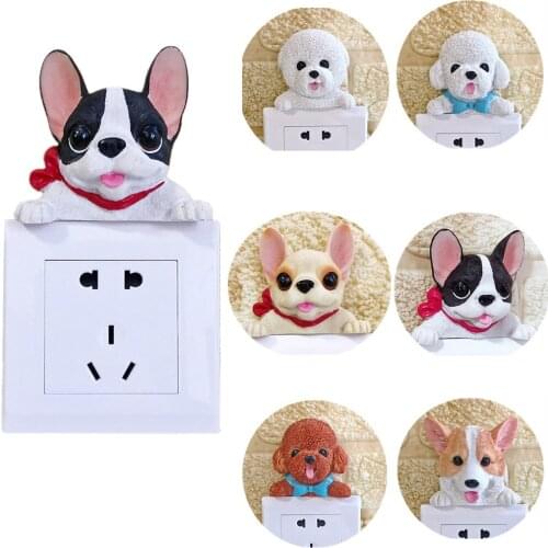 Vivid Animals Dog Light Switch 3D Wall Stickers Toilet Sticker Kids Room Decoration Poster On-off Switch Sticker Kitchen Decals