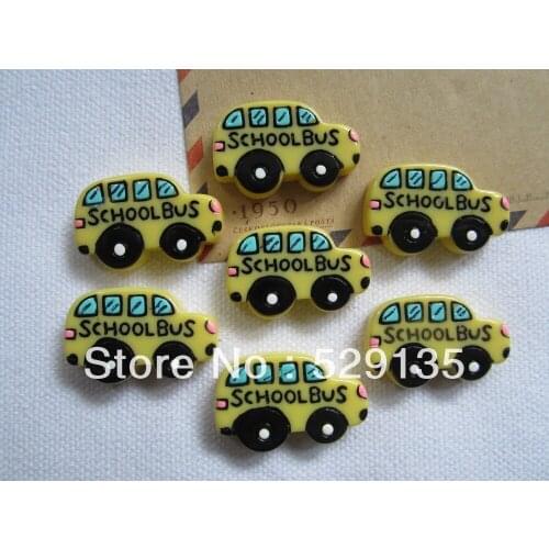 5pcs/lot Resin Adorable Miniature Cheap School Bus, Resin Flatback Cabochons for Hair Bow Center, DIY (28*18mm)
