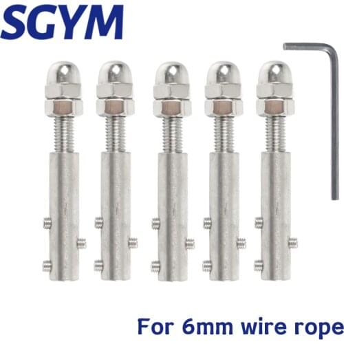 10pcs handscrew Clamp Wire Rope 6mm Threaded Stud Tension End Fitting with Hexagon Grub Screw Bolts buckle for Stair Deck Post