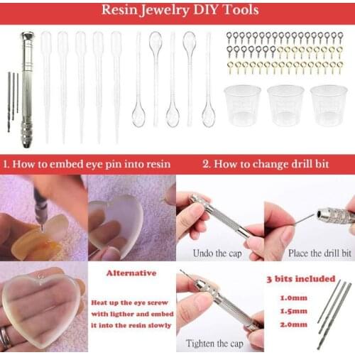 107pcs Silicone Resin Jewelry Casting Mold DIY Pendant Tools Set for Beginners 62KE