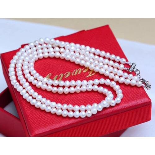2strands freshwater pearl white near round AA 7-9mm necklace 17-18inch FPPJ wholesale beads nature