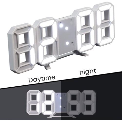 3D Large Digital Wall Clocks LED Date Time Electronic Alarms Nightlight Table Clocks Display Decors For Home Living Room Kitchen