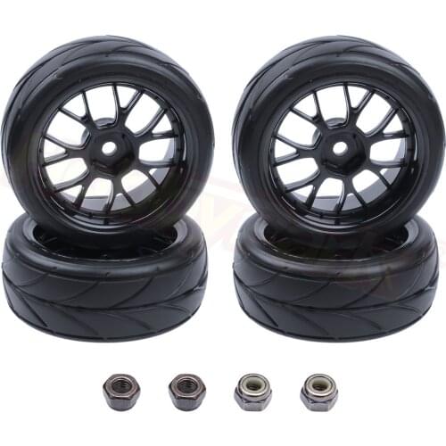 4PCS 26mm RC Tire & Wheel Rim Hex 12mm with Foam Insert For 1/10 On Road RC Model Car Tyres