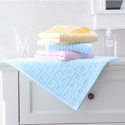 4Pcs 100% Cotton Face Towel Blue 2 Yellow 1 Pink 1 Absorbent Soft Solid Towel for Adu