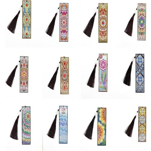 5DDIY diamond painting exquisite leather bookmark tassel bookmark craft decoration special-shaped diamond embroidery